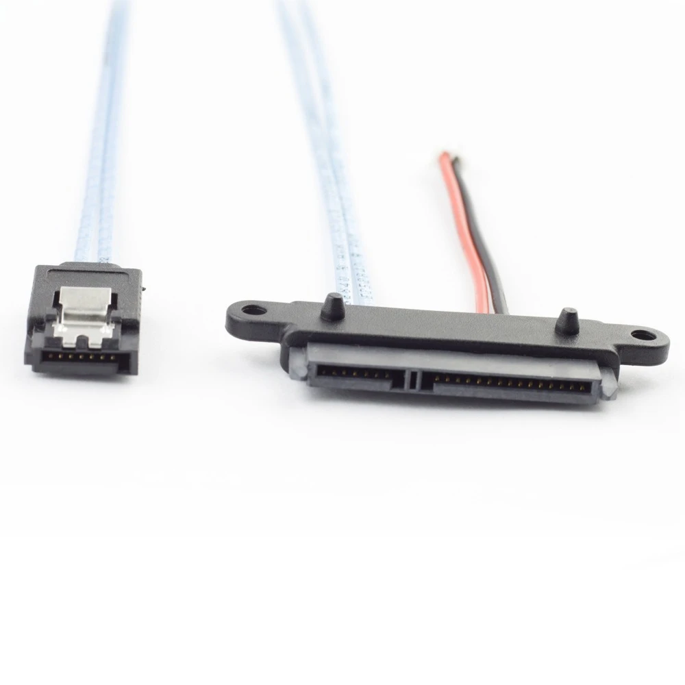 สายแปลง ADT-Link แบบ Dual Positioning ชนิด SATA 22 พิน ตัวเมีย เป็น 2.54 พิน พร้อมสายไฟสีดำ และสายแปลงความเร็วสูง SATA 7 พิน