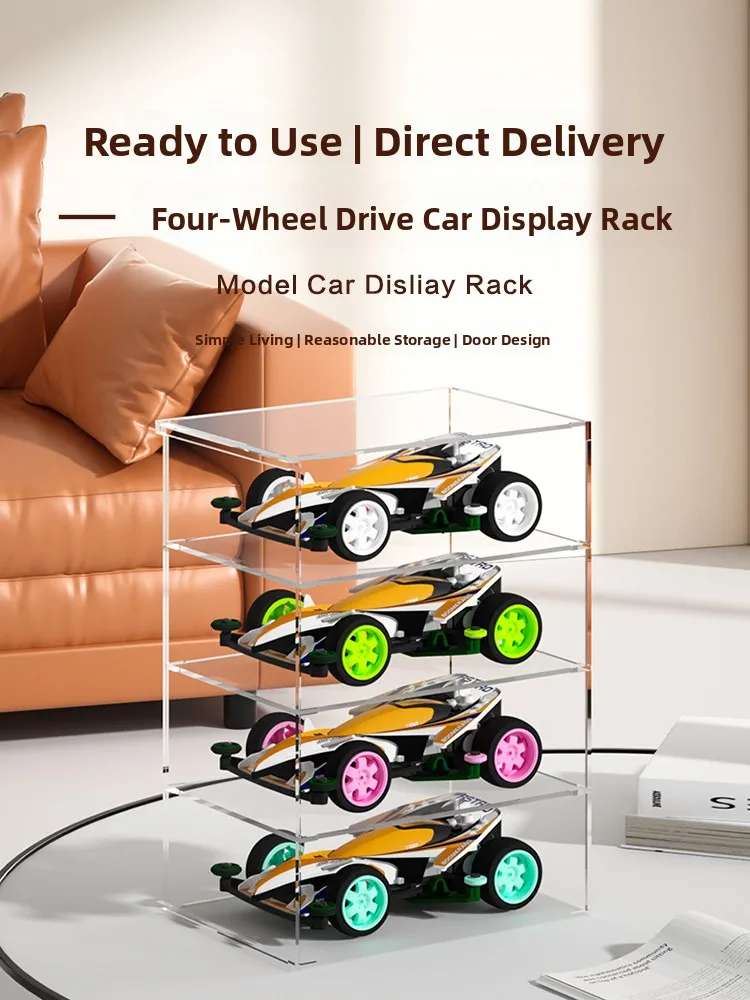 Acrylic Display Case Double Diamond Multi-layer High Transparent Model Dust Cover Storage Box for  Quattro Car Models