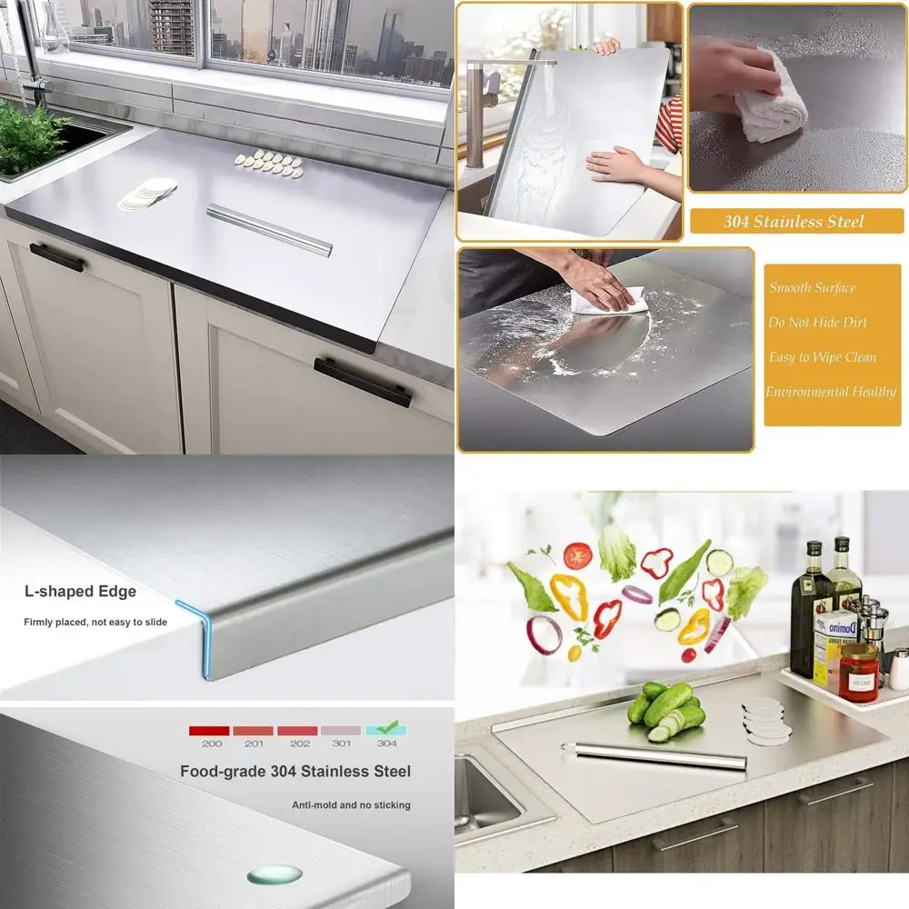 

Extra Large Heavy-Duty Stainless Steel Chopping Board 31.5x19.69 Inches with Rolling Pin, Ideal for Kitchen Use