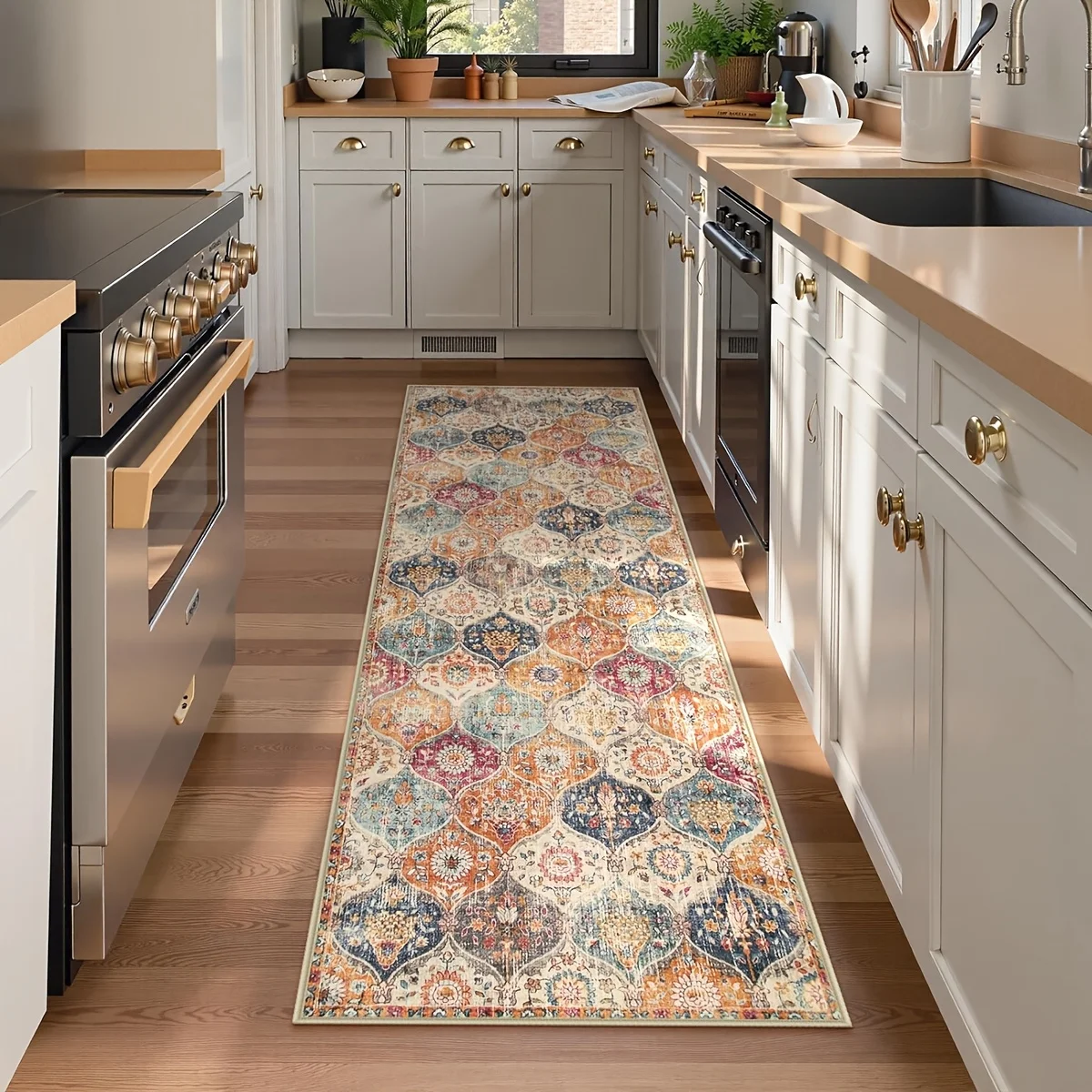 Vintage Butterfly Floral Long Runner Rug, Boho Botanical Print Hallway Carpet, Non-Slip Floor Mat for Bedroom Living Room Carpet