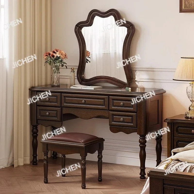 

Комод XJC в американском стиле ретро, деревенский стол для макияжа для спальни, массив дерева с зеркалом для макияжа, столик для макияжа, встроенный шкаф для хранения