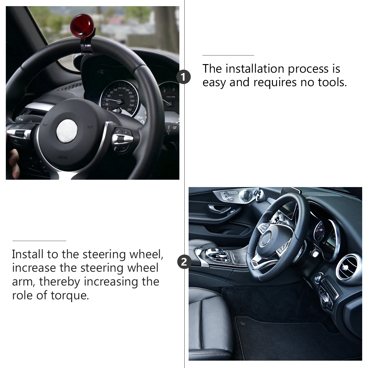 

Steering Wheel Knob Wood Abs Handle Strong Iron Core Easy Install Quick Turn Response Enhanced Torque Universal Fit For Cars