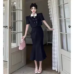 Chic Style Suit for Women, 2024 Spring and Summer New French High-End Bow Short Jacket with Fish Tail Skirt Two-Piece Set Hot