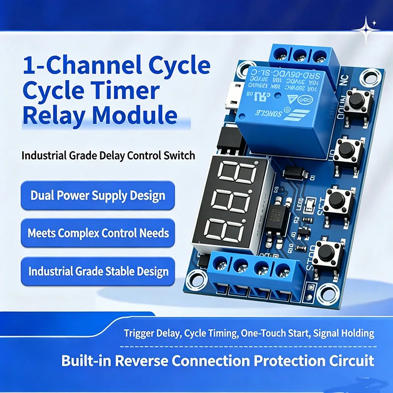 DC 6-30V 5A Delay Off Timer Relay Module Trigger Delay Cycle Timing Circuit Switch for Automation Control