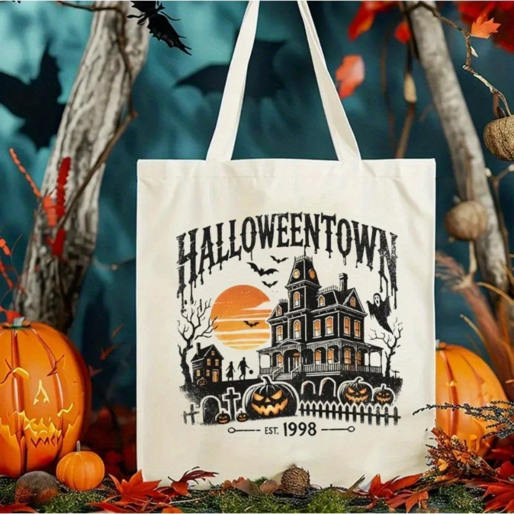 

Adorable Bag Phantom Design Halloween Shoulder Bag Practical Shopping Tote for Trick or Treat Holiday Festivity Gift Present