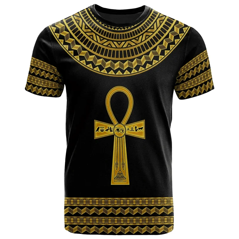 Ancient Egypt Totem Pattern T-shirt Summer African 3D Printed T Shirts For Men Casual Crew Neck Tees Tops Loose Short Sleeves