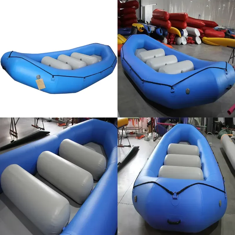 Raft 410 Hypalon PVC Inflatable Rowing Boat for Outdoor Sport and Racing Portable Fishing and Rafting on Lakes and Rivers