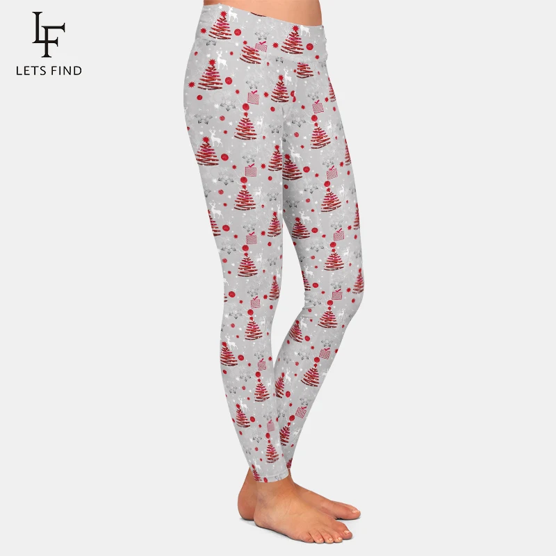 LETSFIND-Leggings de fitness de Noël pour femmes, taille haute, impression de démontrent de neige 3D, cerf de sapin, fille sexy, mince, fjPants, hiver, nouveau