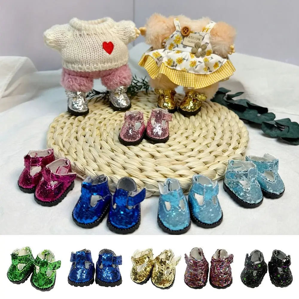Leather Material Doll Shoes Miniature Design Small Size Miniature Shoes 3.5cm Size Sequins Design Doll Clothes Accessories