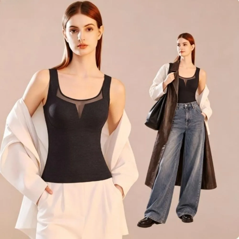 Inner Wear Seamless Thermal Underwear with Chest Pad Keep Warm Base Layer Vest Autumn Winter Sleeveless Bottoming Camisole Girl