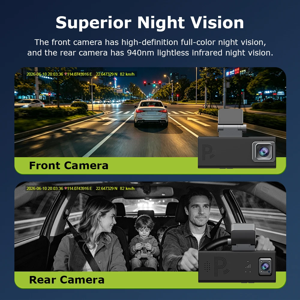 SHIWOJIA 4G Dash Camera AOV 6MP Recording Dual Lens Vehicle Car Camera DVR Night Vision Video Recorder with GPS 24H Parking CCTV