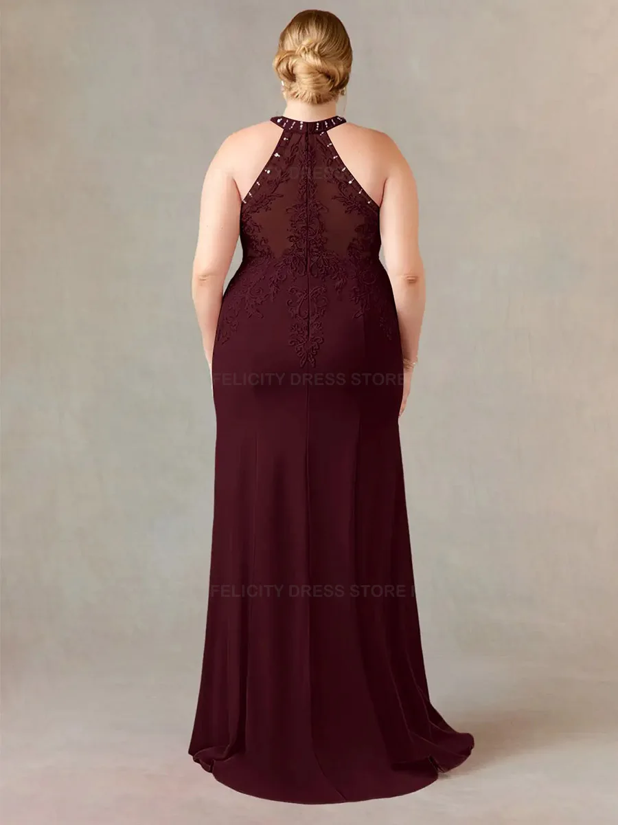 Andar de comprimento Lace Lantejoulas vestido de casamento convidado, simples mãe dos vestidos de noiva, vestido Halter sereia, plus size, 2023