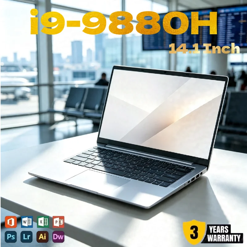 2026 High-end 14.1 Inch Business PC Intel i9-9880H Ultra Thin Notebook, 16GB/32GB DDR4 RAM Large 2TB SSD
