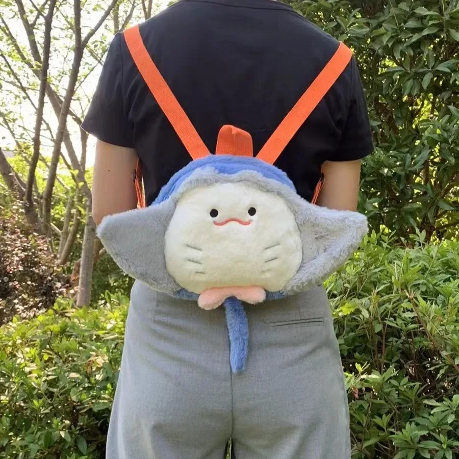 Plush Backpack Whale Dolls Turtle Fur Knapsack Marine Animal Plushies Sea Life Stuffed Kawaii Devil Ray Birthday Gifts
