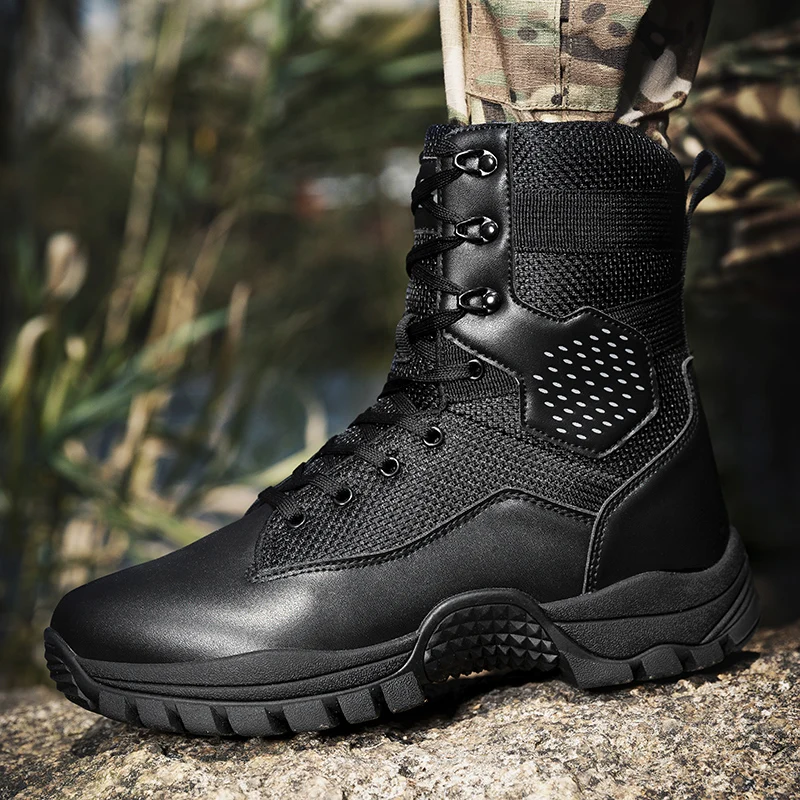 Botas tácticas impermeables para hombre, zapatos de seguridad para el trabajo, escalada, senderismo, botines al aire libre, desierto