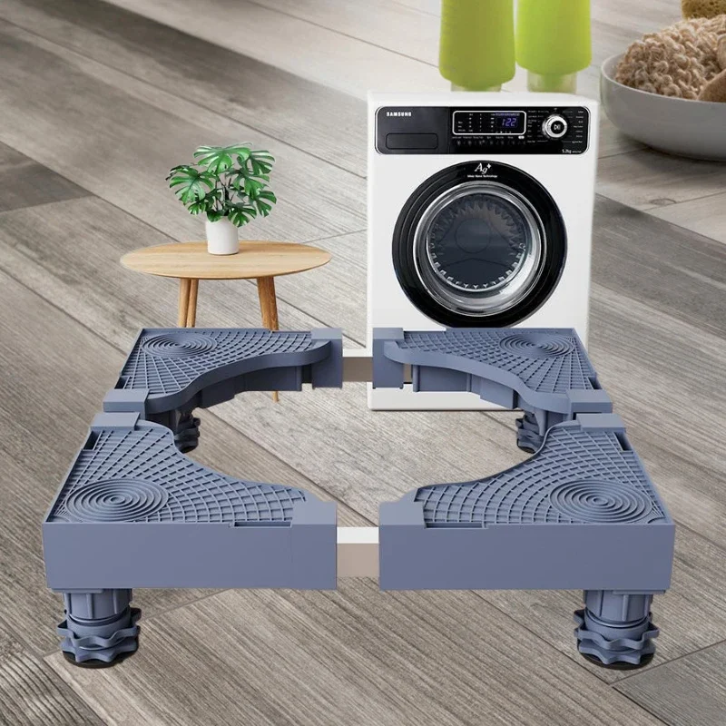 for Washing Machine and Refrigerator Bracket Base with Universal Mobile Wheels Non-slip Foot Pads Adjustable Tripod Stand