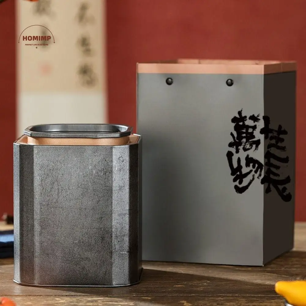 

Convenient Retro Tea Can Square Portable Tea Sealed Jar Empty Tinplate Tea Storage Jar Office