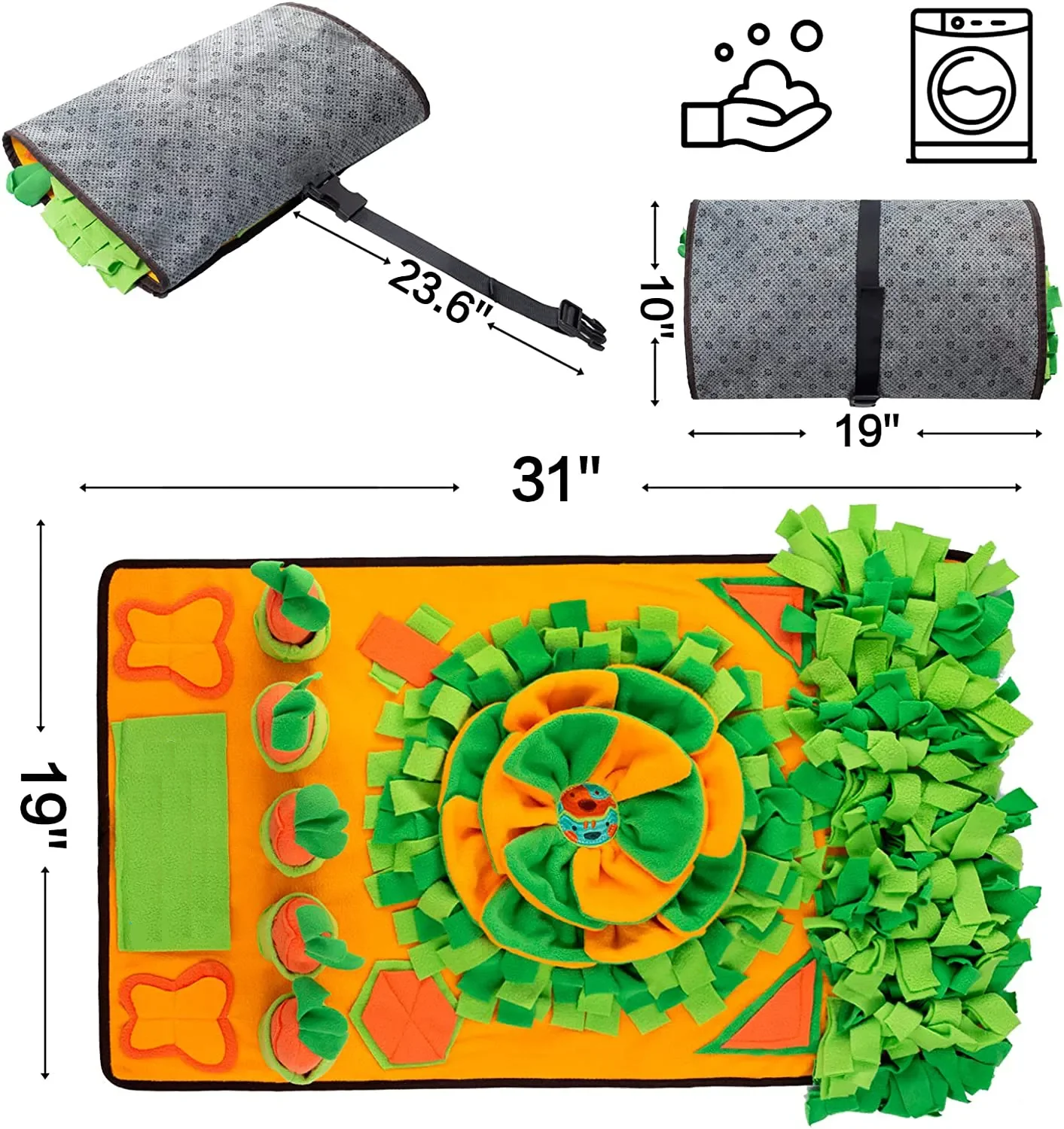 Imagem -02 - Snuffle Mat para Cães Sniff Mat Nosework Feeding Mat Slow Feeder Brinquedos Puzzle Interativo para Treinar Cães 31 x 19