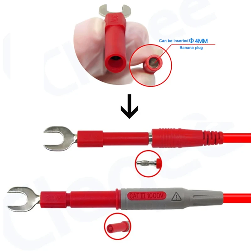 4mm Banana Plug Test Lead Kit for Multimeter Test Crocodile clip U-type and Probe Leads Cable Kit Stackable Dual