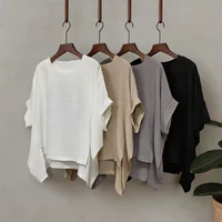 Karofi Loose Batwing Sleeve Blouse Women Elegant Boat Neck Split Tunic Tops Casual Oversized Lightweight Summer Shirts BL8325 - Image 6