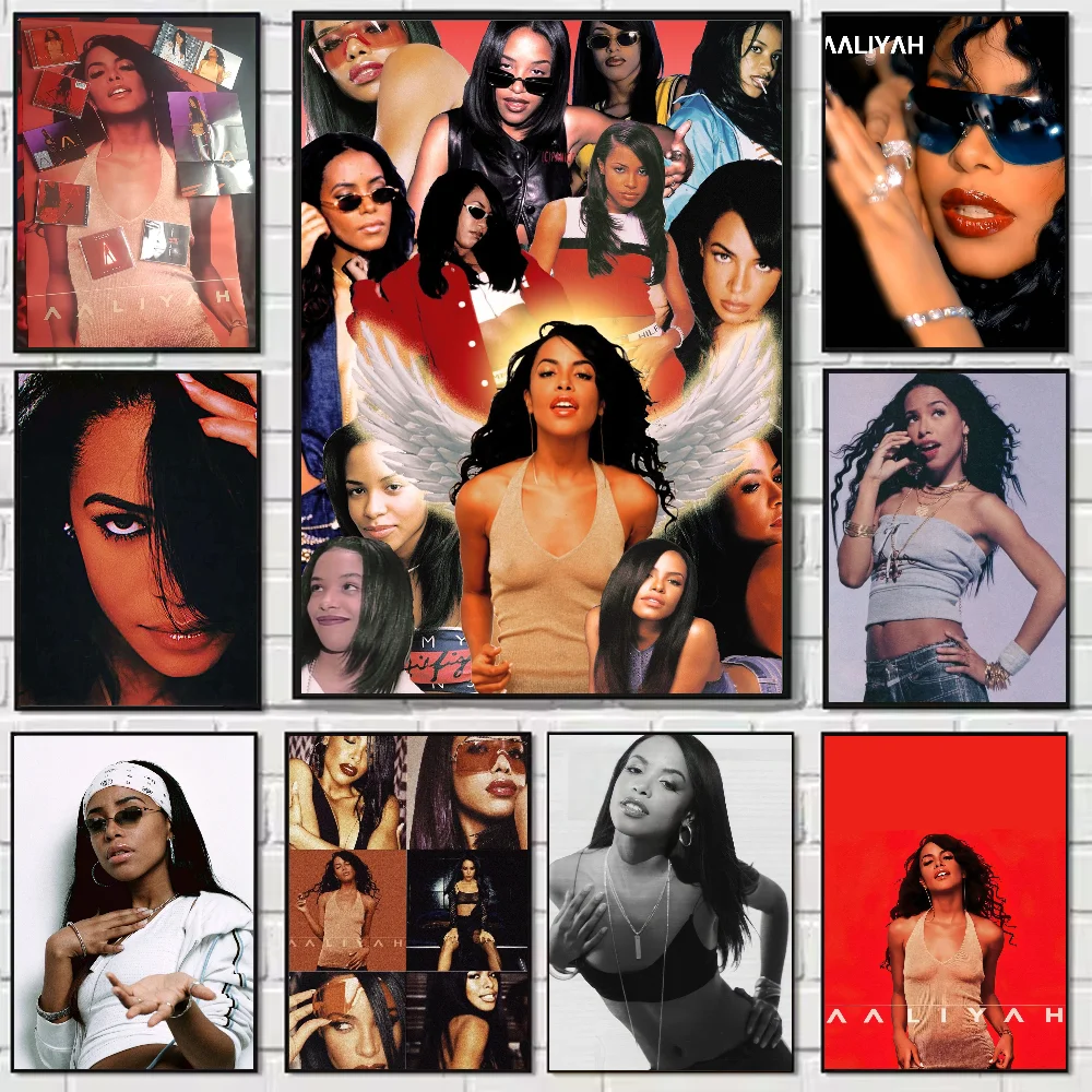 

singer a-aaliyah Poster HD art sticky wall waterproof home living room bedroom bar aesthetic decoration