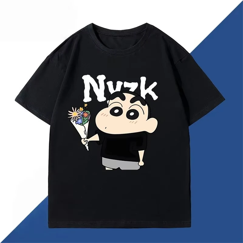 2026 New Summer Crayon Shin Chan Shiro Graphic Print Cotton Oversized Unisex Casual Tee For Die Hard Anime Fans Streetwear Tops