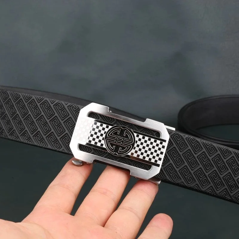 Handmade Xiaoxiangyun buckle double loop pattern men's genuine cow leather belt imported from Italy, top layer cowhide belt, 304