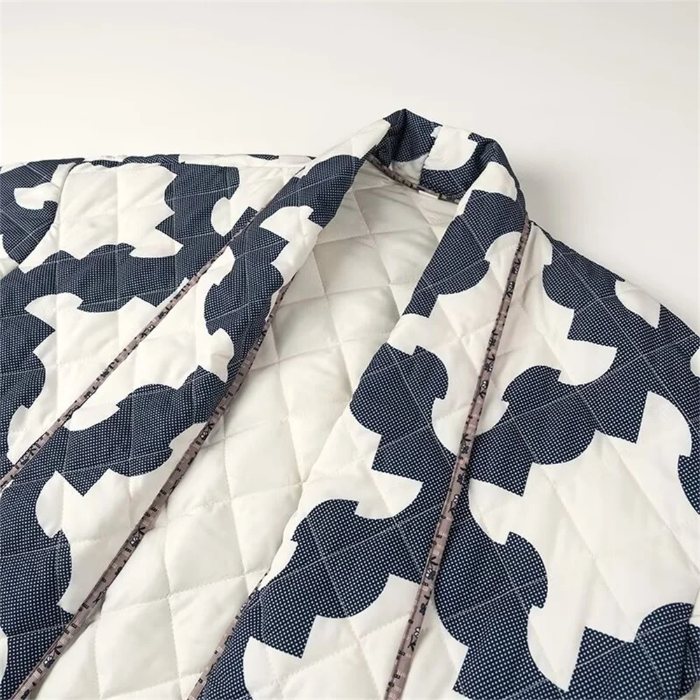 2024 Herfst Nieuwe Dameskleding Europese En Amerikaanse Stijl Retro Mode Veelzijdige Kimono Katoenen Jas Met Lange Mouwen En Print