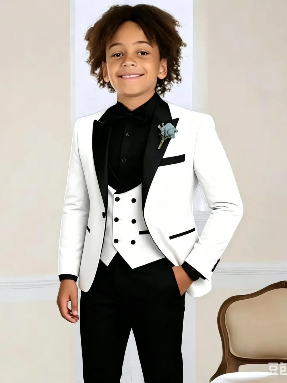 Boys Premium Suits 3 Pieces Wedding Tuxedo Fast Delivery Kids Slim Fit Suit Set Host Costumes Plus Size Chic Formal Blazer Sets