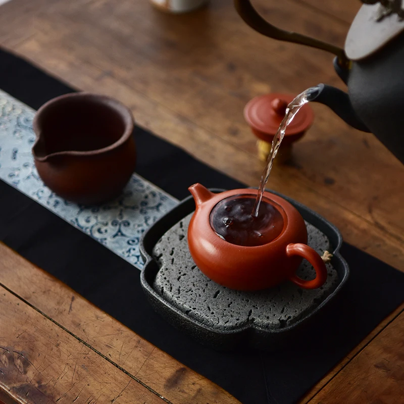 Stone Tea Tray Teapot Plate Board Natural Volcanics Teaware Water Storage Chinese Antique Set Table Accessories Home Decoration