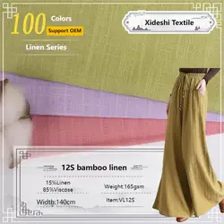 Tissu Tissé Bio Jaune 15% Lin 85% Viscose, Petit Plaid, Grille de Champ, pour Chemise, Pantalon, Printemps et Automne