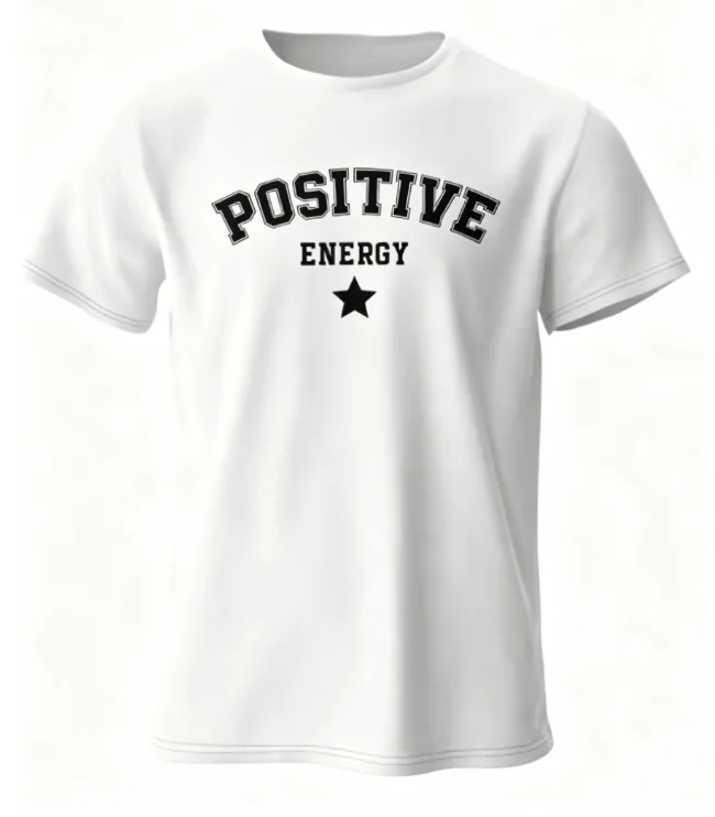 Summer  Men's Pure  Cotton Short-Sleeved Positive Energy T-Shirt - Fashionable Urban Streetwear, Creating A Stylish Summer Look