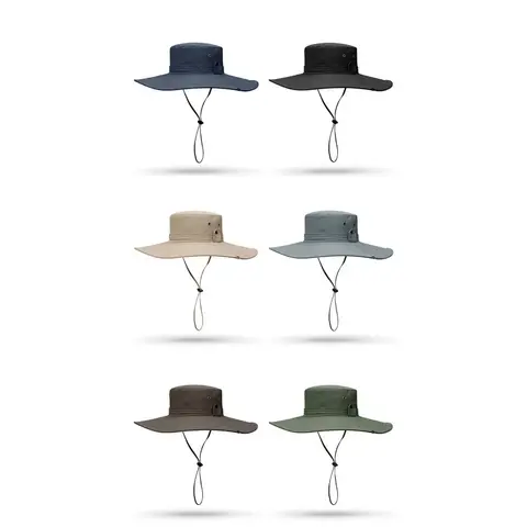 1PC New Fashion Summer Bucket Hat Cowboy Men Outdoor Fishing2026Hats Mesh Breathable Anti UV Sun Cap Large Wide Brim