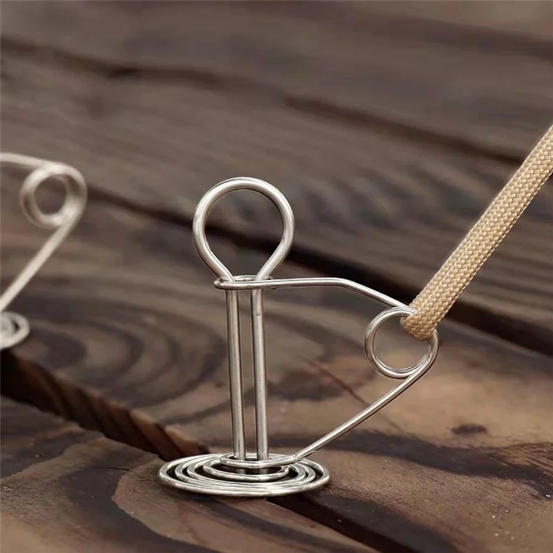 

【Supernew】Spring Deck Pegs Rope Buckle Spring Deck Pegs Stainless Steel Windproof Retractable Awning Stake Hook Camping Tool
