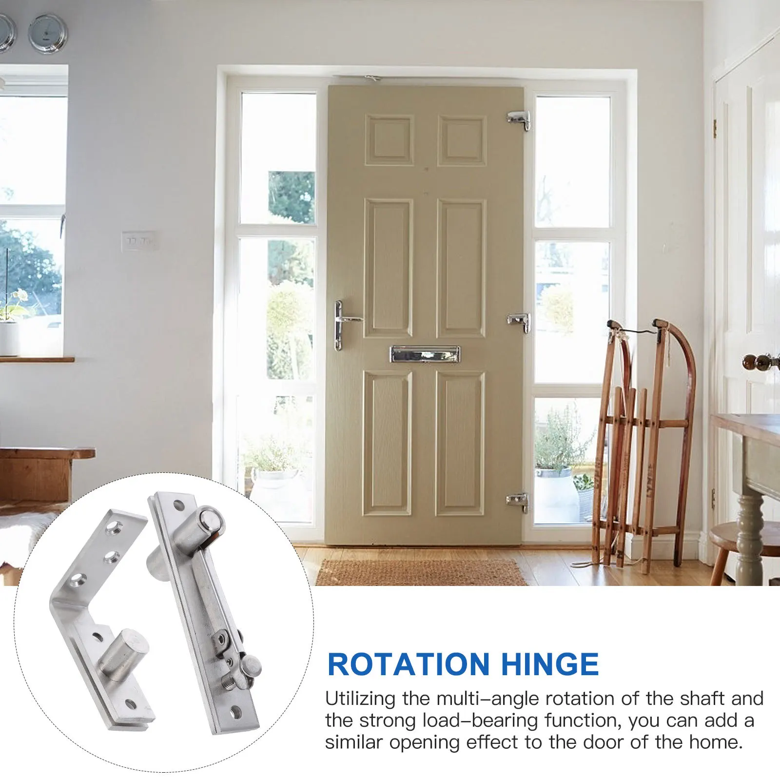 

1Set Stainless Steel Door Pivot Hinge Hidden Adjustable 360 Degree Rotation Durable Load Bearing Suitable Wood Doors