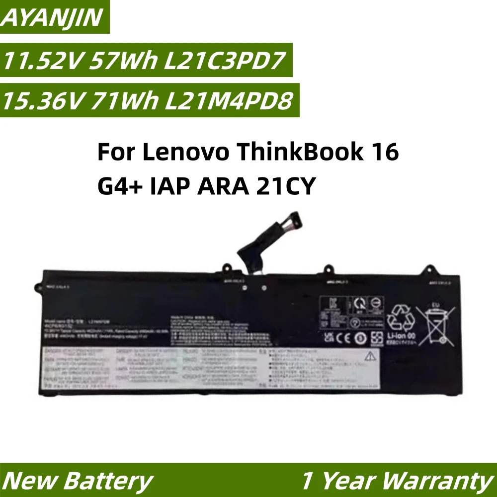 

New L21M3PD7 L21C3PD7 L21M4PD8 L21L4PD8 L21C4PD8 L21D4PD8 SB11F09739 5B11F09738 Battery For Lenovo ThinkBook 16 G4+ IAP ARA 21CY