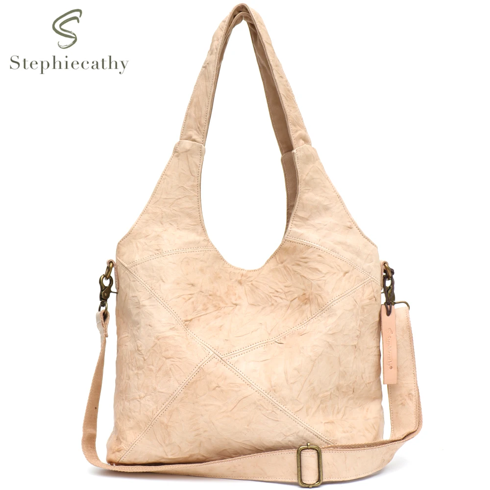 SC Vintage High Quality Genuine Leather Women Hobo Shoulder Bags Retro Casual Large Handbags Daily Shopper Zip Pocket Crossbody