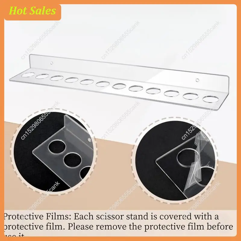 AA05 12 Slot Acrylic Wall Mounted Shear Holder Clear Scissors Holder Rack 15.75In Wide 0.12In Thick Shear Organizer
