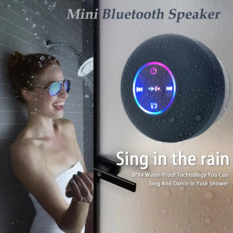 Portable Wireless Bluetooth Speaker IPX4 Waterproof Loudspeaker Long lasting Mini Stereo LED Sound Box With Powerful Suction