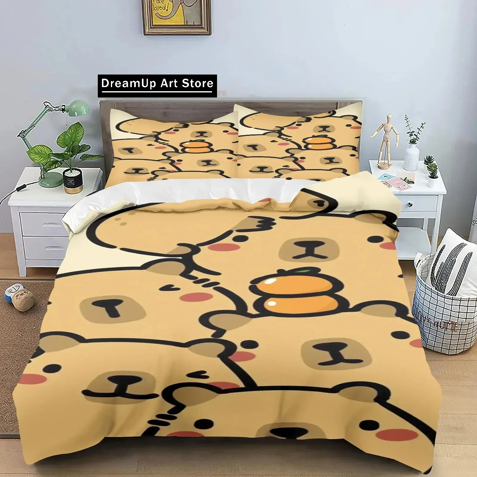 

Capybaras Duvet Cover Anime Bedding Pillowcase Printed General Boys And Adult Set Queen Size Reactive Printing Quilt