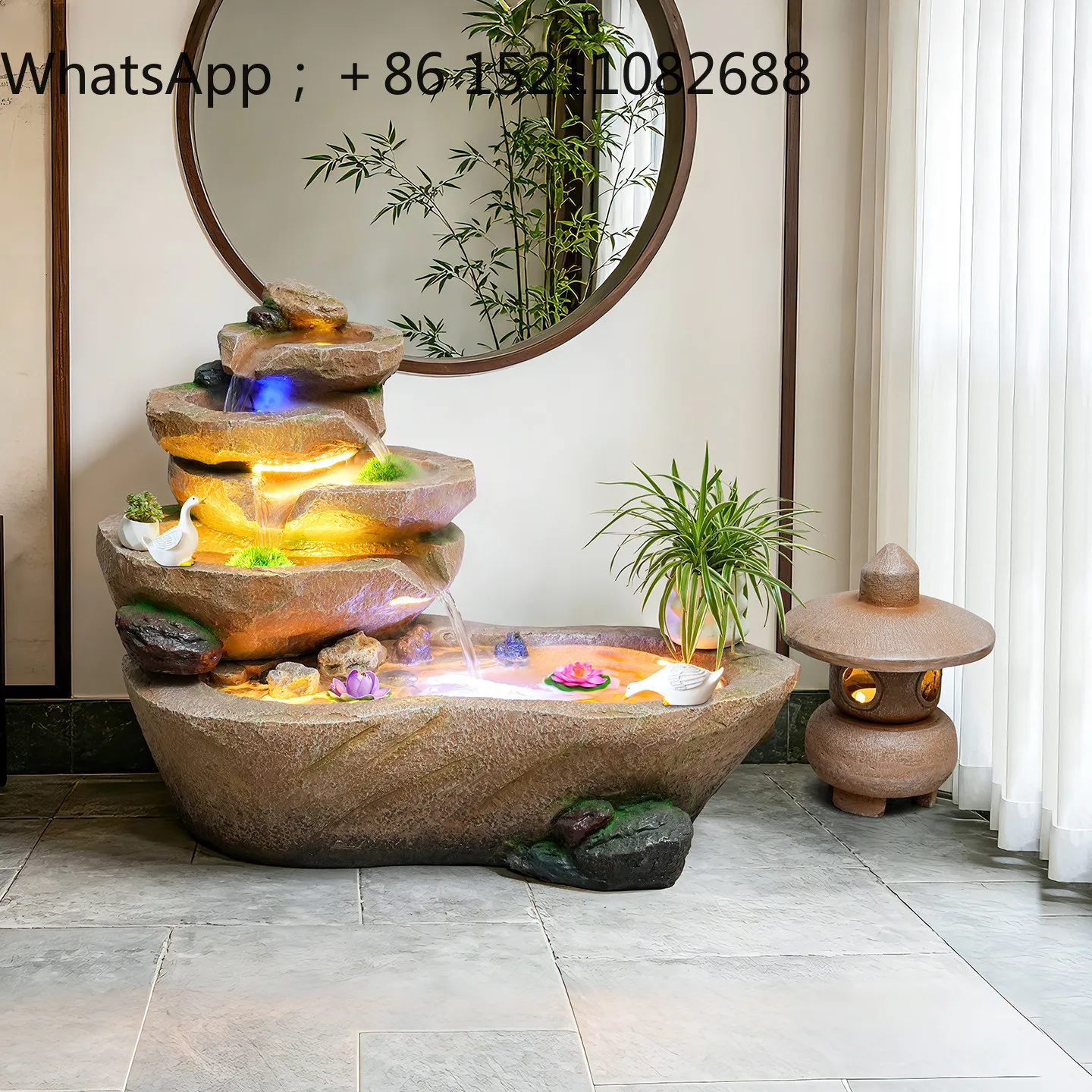SCY courtyard flowing water ornament multi-layer waterfall living room balcony rockery courtyard garden water feature decoration
