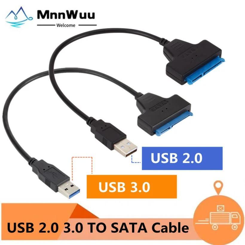 

SATA к USB 3,0/2,0 кабель до 6 Гбит/с для 2,5 дюймового внешнего жесткого диска SSD жесткого диска SATA 3 22-контактный адаптер USB 3,0 к Sata III шнур