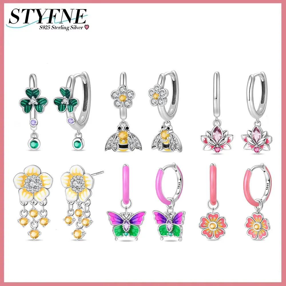 Original  925 Sterling Silver Small Animals and Flowers, Bees, Butterflies, Dopamine Earrings for Women's High-end Fine Jewelry