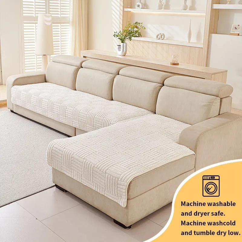 

2 шт., осенне-зимняя комбинированная подушка для дивана с защитой от царапин, плюшевая противоскользящая прямая тканевая подушка для дивана