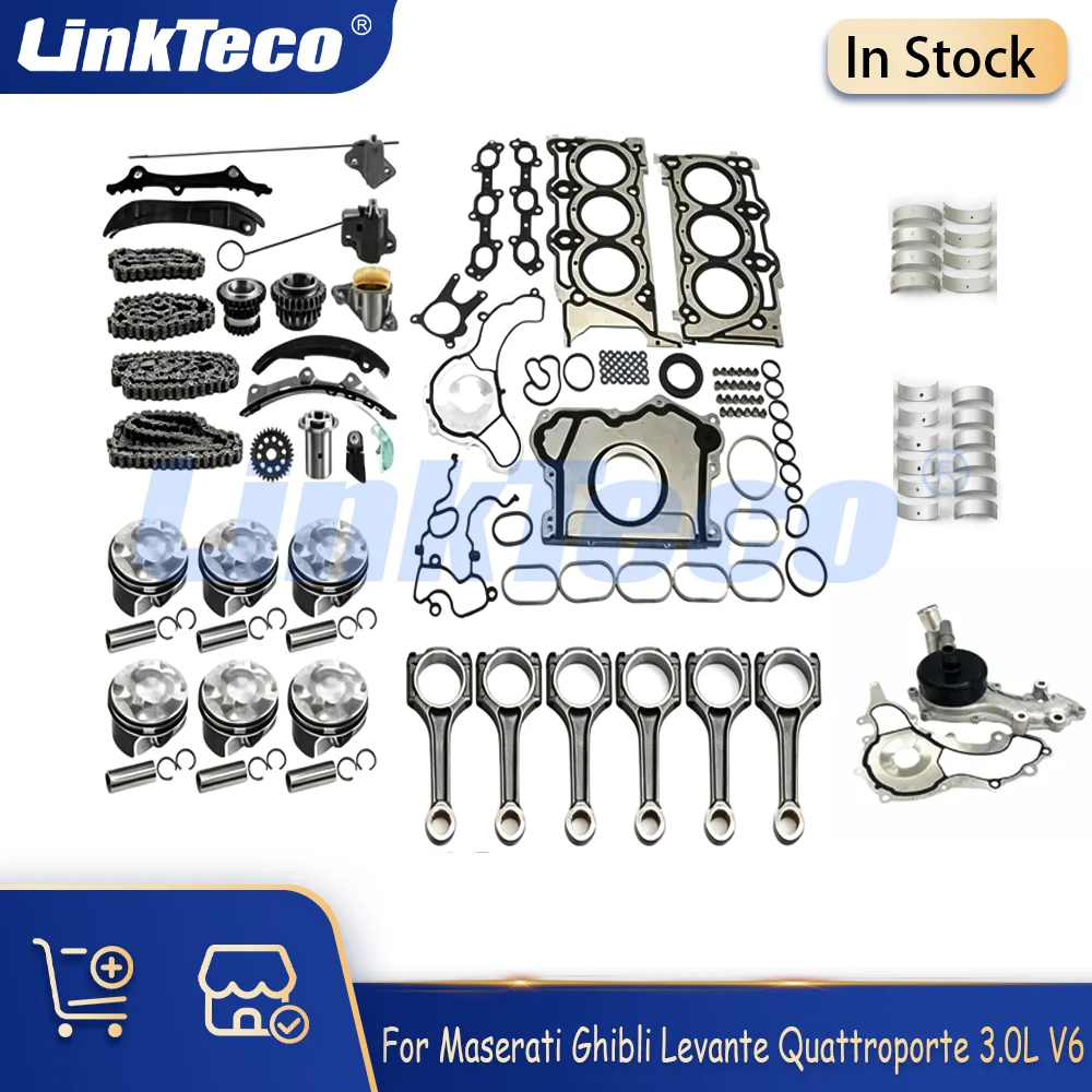 Engine Overhaul Kit Gasket Set Timing Kit Piston Set Fit M156 3.0 L T V6 For 13- Maserati Quattroporte Ghibli Levante 3.0L 3.0T