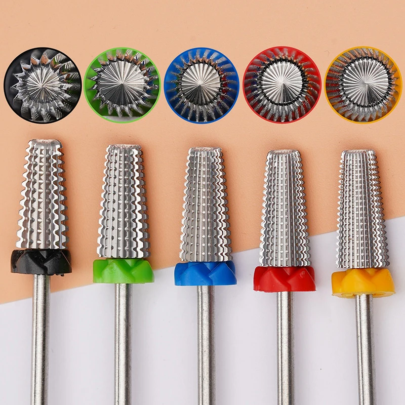 5 In 1 Tapered Safety Carbide Nail Drill Bits With Cut Drills Carbide Milling Cutter For Manicure Remove Gel Nails Accessories