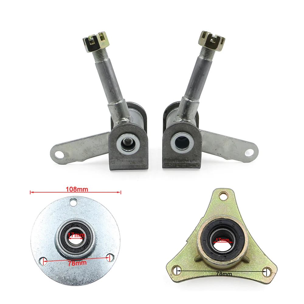 Front Steering Wheel Gear Rack Shaft Tie Rod Strut Kit 6 inch Knuckle Spindle Hub For 168cc Quad Go Kart ATV UTV Cart Parts