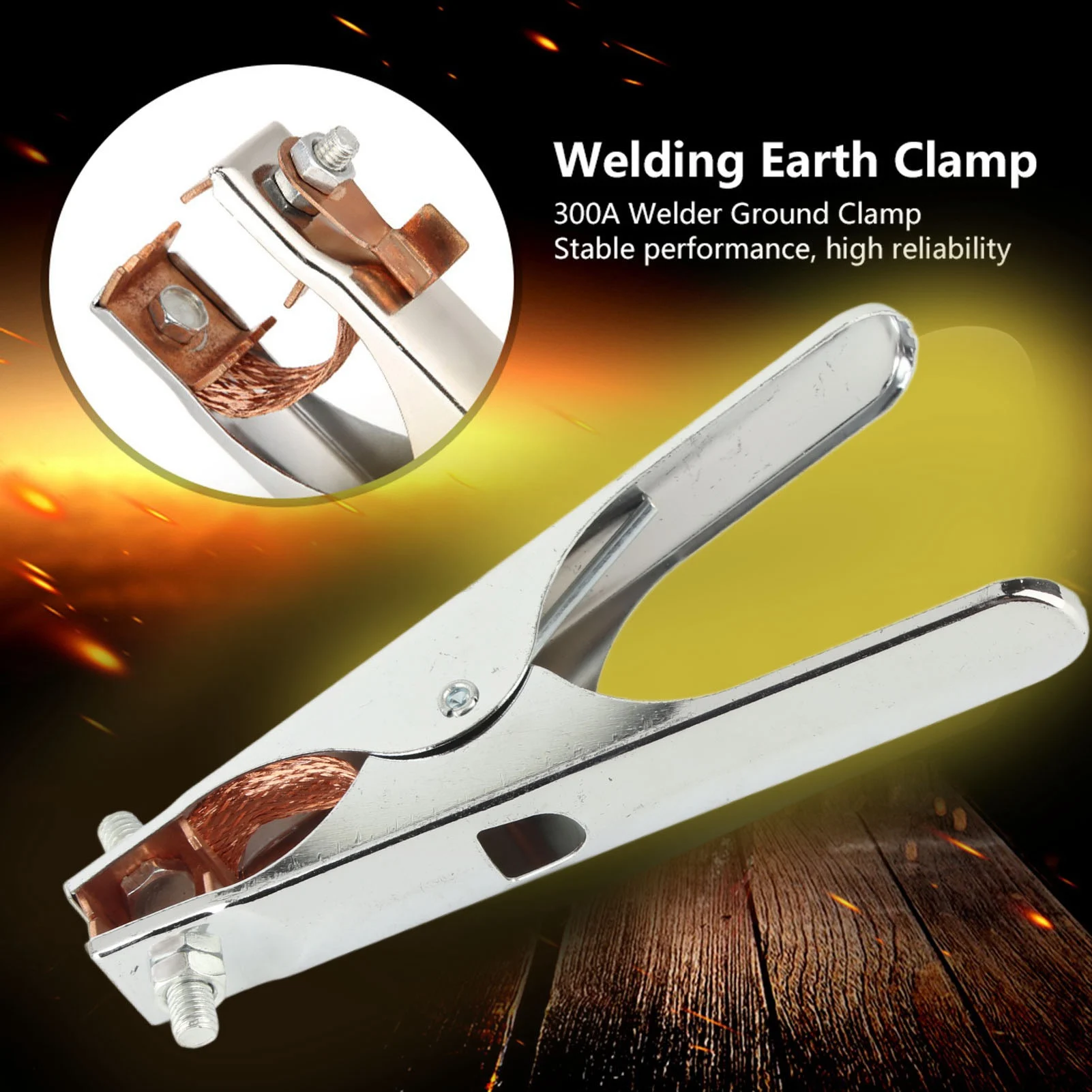

300A Electroplated Ground Clamp Copper Welding Earth Clip for Manual Welder 300A Ground Clamp Ground Clamp Welding Ground Clamp