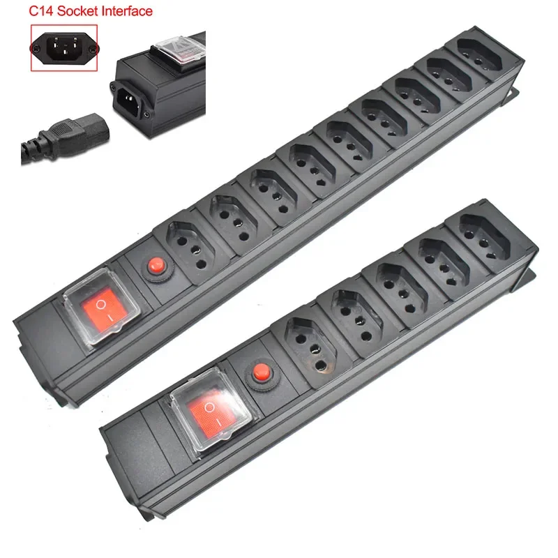 

C14 port PDU Power Strip Distribution Unit Brazil 1-14 AC output SOCKET power board Double break switch overload protection