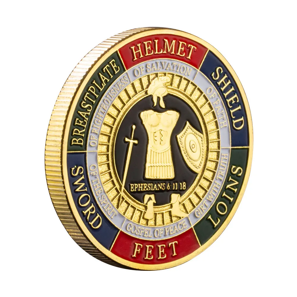 Christianity Souvenir Put on The Whole Armor of God Ephesians Coin Golden Plated Commemorative Coin Pray Always Collection